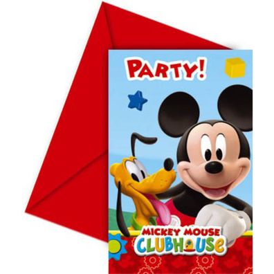 Disney Playful Mickey 6 Einladungen inkl. Umschlag Goofy Club House