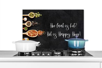 Spritzschutz Küchenrückwand - 60x40 cm Wie spät ist es? Es ist Happy Hour! - - Sprich