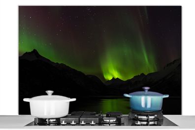 Spritzschutz Küchenrückwand - 120x80 cm Aurora - Sternenhimmel - Berge