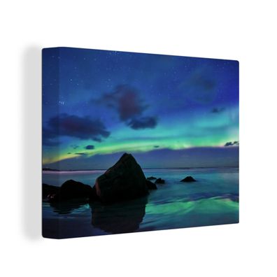 Leinwandbilder - Wanddeko 80x60 cm Himmel - Landschaft - Polarlicht (Gr. 80x60 cm)