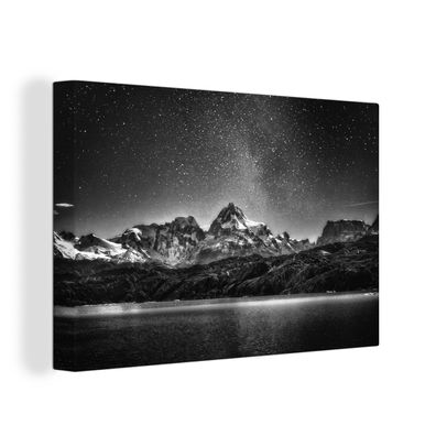 Leinwandbilder - Wanddeko 90x60 cm Sternenhimmel - Berg - Nacht (Gr. 90x60 cm)