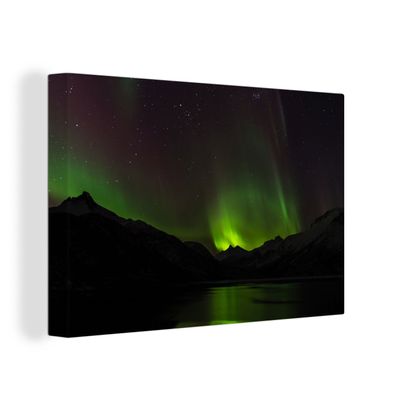 Leinwandbilder - Wanddeko 90x60 cm Aurora - Sternenhimmel - Berge (Gr. 90x60 cm)