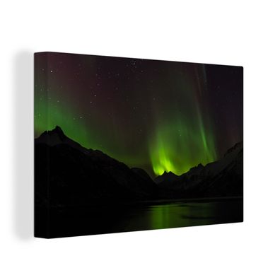 Leinwandbilder - Wanddeko 140x90 cm Aurora - Sternenhimmel - Berge (Gr. 140x90 cm)
