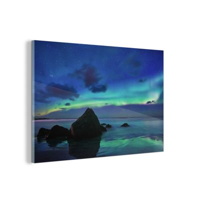 Glasbild Glasfoto Wandbild 120x80 cm Himmel - Landschaft - Polarlicht