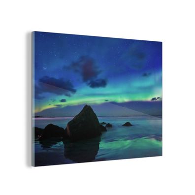 Glasbild Glasfoto Wandbild 40x30 cm Himmel - Landschaft - Polarlicht (Gr. 40x30 cm)