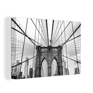 Leinwandbilder - Wanddeko 30x20 cm Brücke - Architektur - Schwarz - Weiß - USA