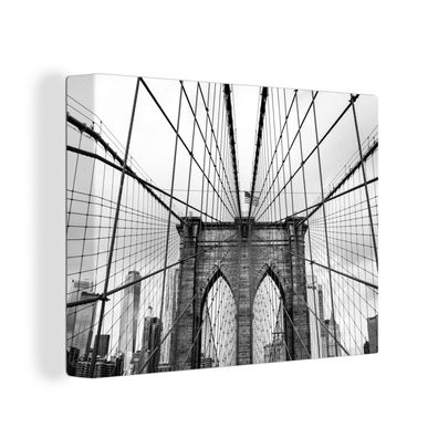Leinwandbilder - Wanddeko 120x90 cm Brücke - Architektur - Schwarz - Weiß - USA