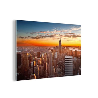 Glasbild Glasfoto Wandbild 60x40 cm Skyline - New York - Sonne (Gr. 60x40 cm)