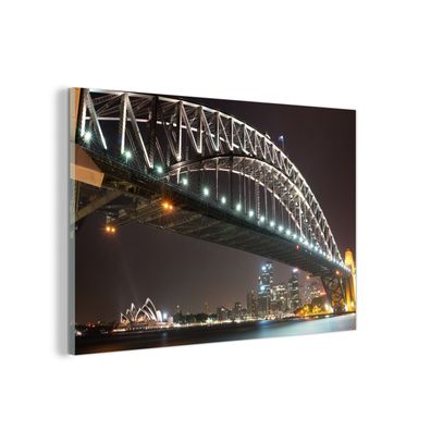 Glasbild Glasfoto Wandbild 30x20 cm Brücke - Nacht - Skyline (Gr. 30x20 cm)