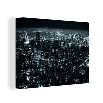 Leinwandbilder - Wanddeko 80x60 cm Skyline - New York - Nacht (Gr. 80x60 cm)