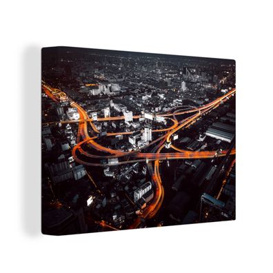 Leinwandbilder - Wanddeko 40x30 cm Skyline - Verkehr - Nacht (Gr. 40x30 cm)