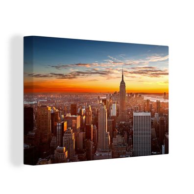 Leinwandbilder - Wanddeko 90x60 cm Skyline - New York - Sonne (Gr. 90x60 cm)