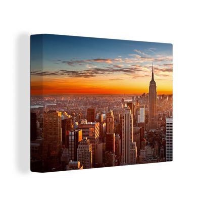 Leinwandbilder - Wanddeko 80x60 cm Skyline - New York - Sonne (Gr. 80x60 cm)