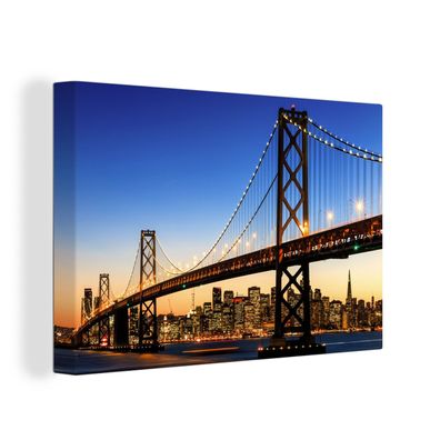 Leinwandbilder - Wanddeko 140x90 cm Brücke - San Francisco - Skyline (Gr. 140x90 cm)