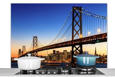 Spritzschutz Küchenrückwand - 120x80 cm Brücke - San Francisco - Skyline