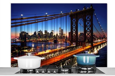 Spritzschutz Küchenrückwand - 120x80 cm Brücke - Nacht - Architektur - USA