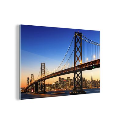 Glasbild Glasfoto Wandbild 120x80 cm Brücke - San Francisco - Skyline