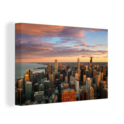 Leinwandbilder - Wanddeko 140x90 cm Skyline - Stadt - Wolken - Amerika