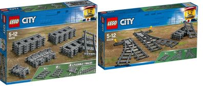 LEGO City Eisenbahn 60205 oder 60238 zur Auswahl Schienen Kurven Flex Weichen