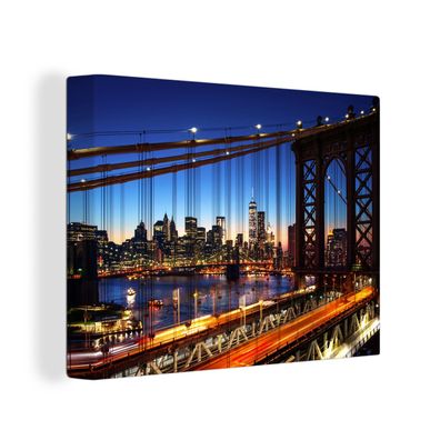 Leinwandbilder - Wanddeko 120x90 cm Brücke - Nacht - Architektur - USA