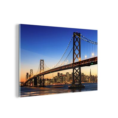 Glasbild Glasfoto Wandbild 120x80 cm Brücke - San Francisco - Skyline