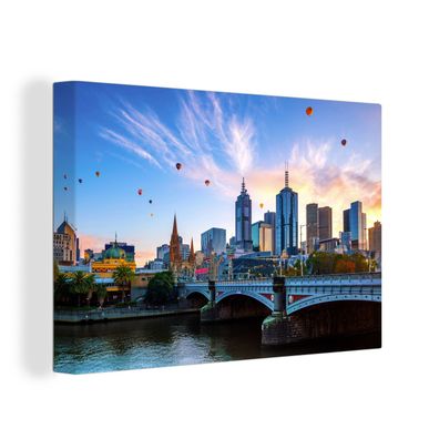 Leinwandbilder - Wanddeko 120x80 cm Skyline - Ballon - Stadt (Gr. 120x80 cm)