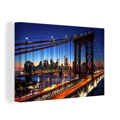 Leinwandbilder - Wanddeko 140x90 cm Brücke - Nacht - Architektur - USA
