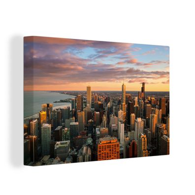 Leinwandbilder - Wanddeko 90x60 cm Skyline - Stadt - Wolken - Amerika (Gr. 90x60 cm)