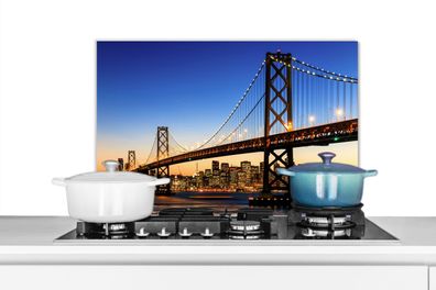 Spritzschutz Küchenrückwand - 70x50 cm Brücke - San Francisco - Skyline