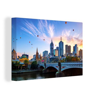 Leinwandbilder - Wanddeko 30x20 cm Skyline - Ballon - Stadt (Gr. 30x20 cm)