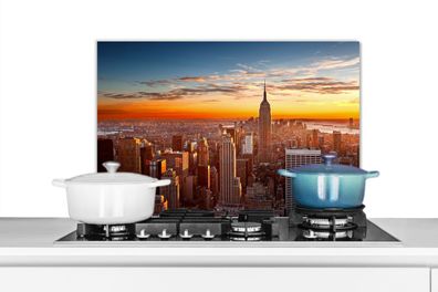 Spritzschutz Küchenrückwand - 70x50 cm Skyline - New York - Sonne (Gr. 70x50 cm)