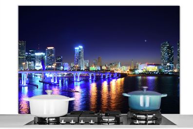 Spritzschutz Küchenrückwand - 120x80 cm Wasser - Licht - Nacht - Skyline
