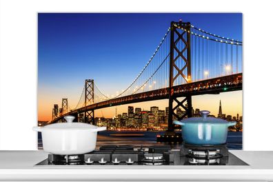 Spritzschutz Küchenrückwand - 100x65 cm Brücke - San Francisco - Skyline