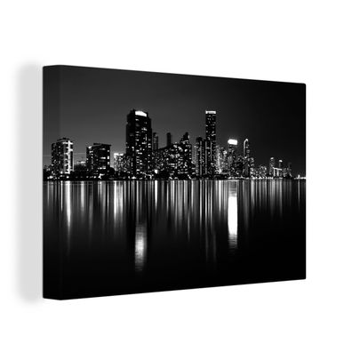 Leinwandbilder - Wanddeko 140x90 cm New York - Skyline - Nacht (Gr. 140x90 cm)