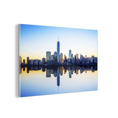 Glasbild Glasfoto Wandbild 120x80 cm Skyline - New York - Wasser (Gr. 120x80 cm)