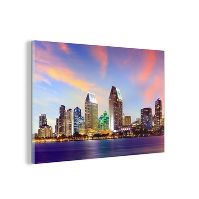 Glasbild Glasfoto Wandbild 30x20 cm Skyline - Vereinigte Staaten - Wasser