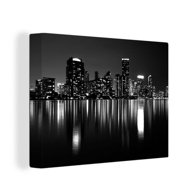 Leinwandbilder - Wanddeko 120x90 cm New York - Skyline - Nacht (Gr. 120x90 cm)