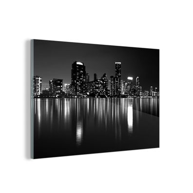 Glasbild Glasfoto Wandbild 120x80 cm New York - Skyline - Nacht (Gr. 120x80 cm)