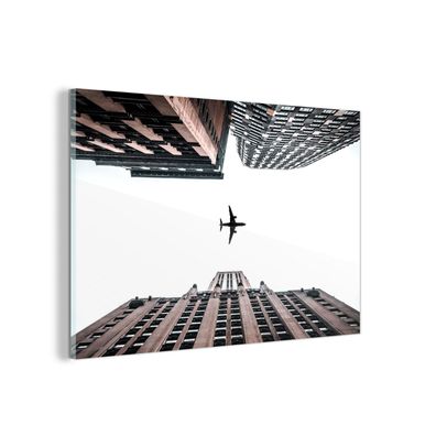 Glasbild Glasfoto Wandbild 60x40 cm Flugzeuge - Stadt - Wohnung (Gr. 60x40 cm)