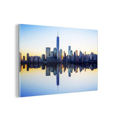 Glasbild Glasfoto Wandbild 90x60 cm Skyline - New York - Wasser (Gr. 90x60 cm)