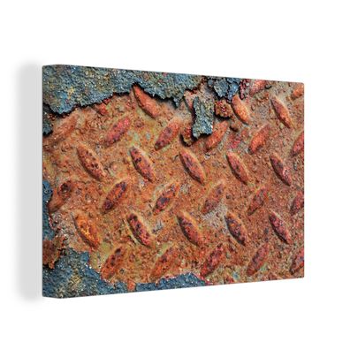 Leinwandbilder - Wanddeko 60x40 cm Diamantplatte - Beton - Vintage - Rost