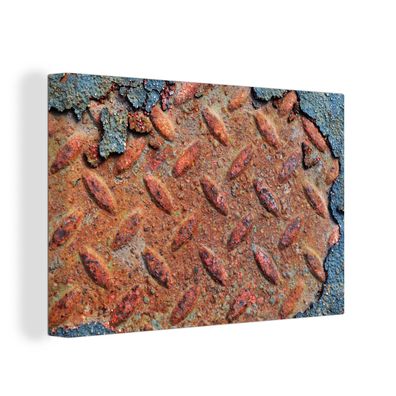 Leinwandbilder - Wanddeko 30x20 cm Diamantplatte - Beton - Rost - Vintage