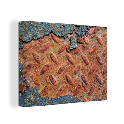 Leinwandbilder - Wanddeko 80x60 cm Diamantplatte - Beton - Vintage - Rost