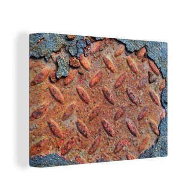 Leinwandbilder - Wanddeko 80x60 cm Diamantplatte - Beton - Rost - Vintage