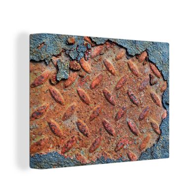 Leinwandbilder - Wanddeko 120x90 cm Diamantplatte - Beton - Rost - Vintage