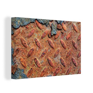 Leinwandbilder - Wanddeko 120x80 cm Diamantplatte - Beton - Vintage - Rost
