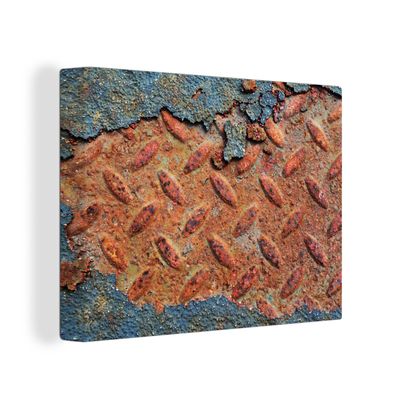 Leinwandbilder - Wanddeko 80x60 cm Diamantplatte - Beton - Vintage - Rost