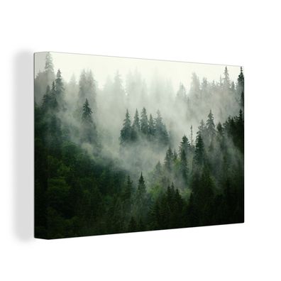 Leinwandbilder - Wanddeko 120x80 cm Wald - Nebel - Bäume - Natur (Gr. 120x80 cm)