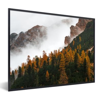 Poster Bilder - 80x60 cm Berg - Nebel - Wald (Gr. 80x60 cm)