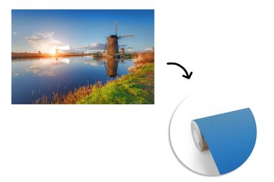 Tapete Fototapete - 450x300 cm Windmühle - Wasser - Sonne (Gr. 450x300 cm)